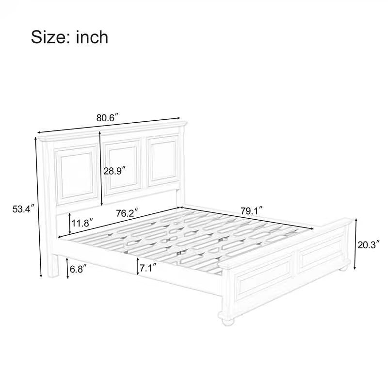 Traditional Town And Country Style Pinewood Vintage King Bed, Rich Brown King Brown Pine