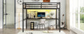 Metal Full Size Loft Bed With Power Outlet And Led Lighted, Space Saving, Noise Reduced, Black Full Black Metal