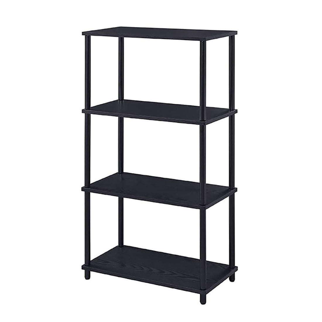 Black Bookshelf With 4 Shelf 4 Black Etagere Horizontal Primary Living Space Wood Open Back Rustic Wood Metal