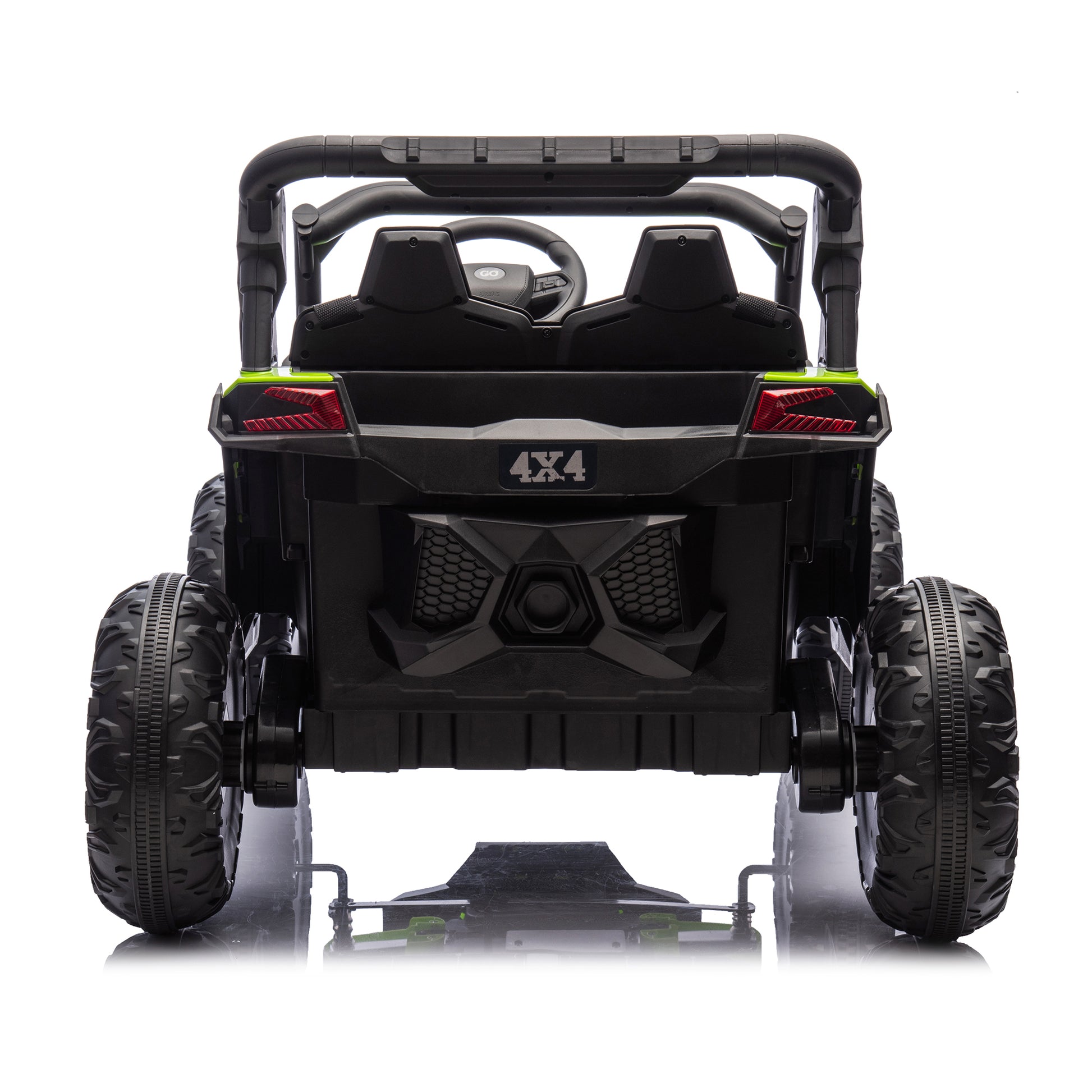 24V Two Seater Kids Ride On Utv W Parents Remote Control,Four Wheel Suspension,Slow Start,Large Wheel Design,Anti Collision Bar,Storage Space,Music,Usb,Bluetooth,Volume Control,Led Lights For Kids 3 . Green 100 149 Lbs Polypropylene