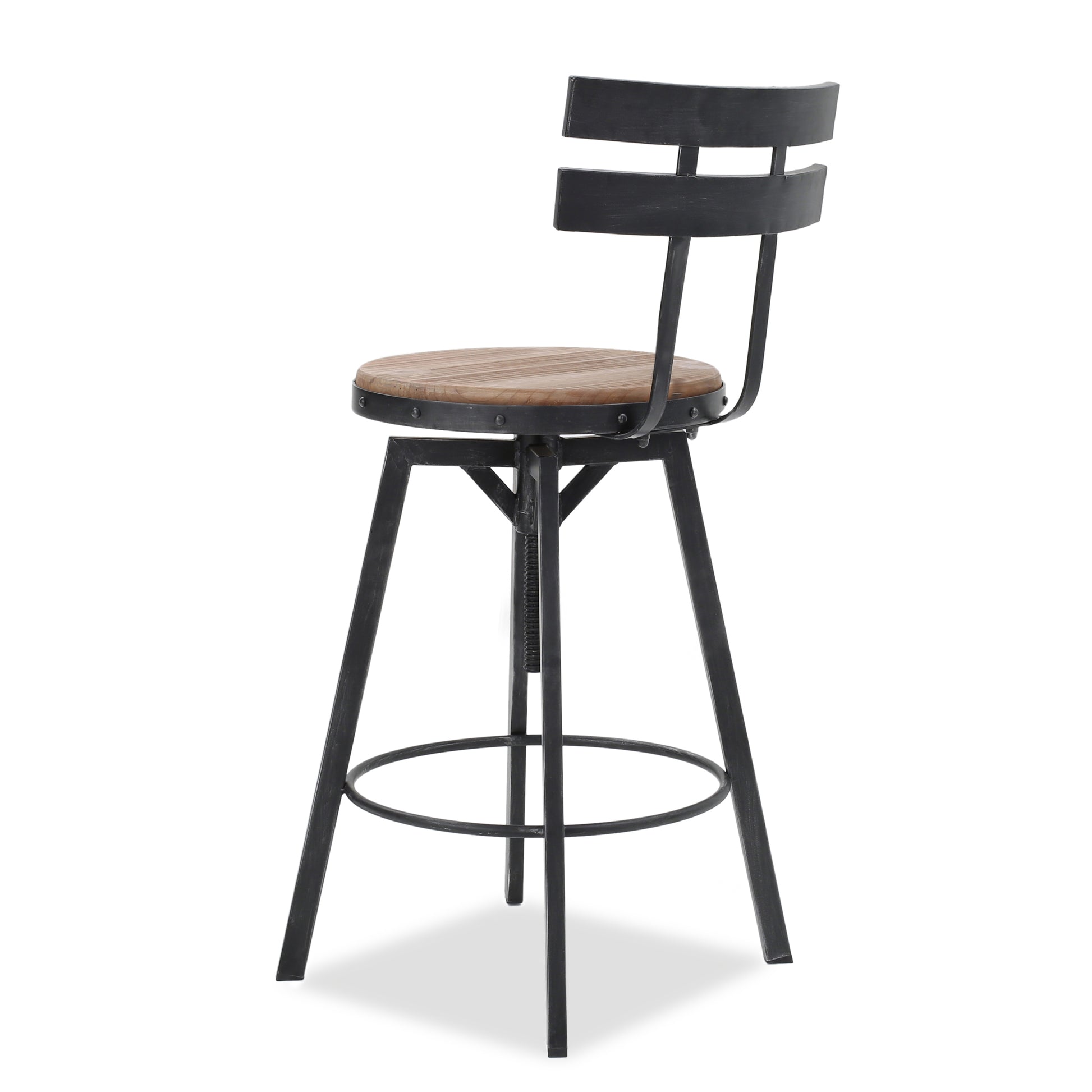 Metal Chair With Wooden Seat Black Metal & Wood