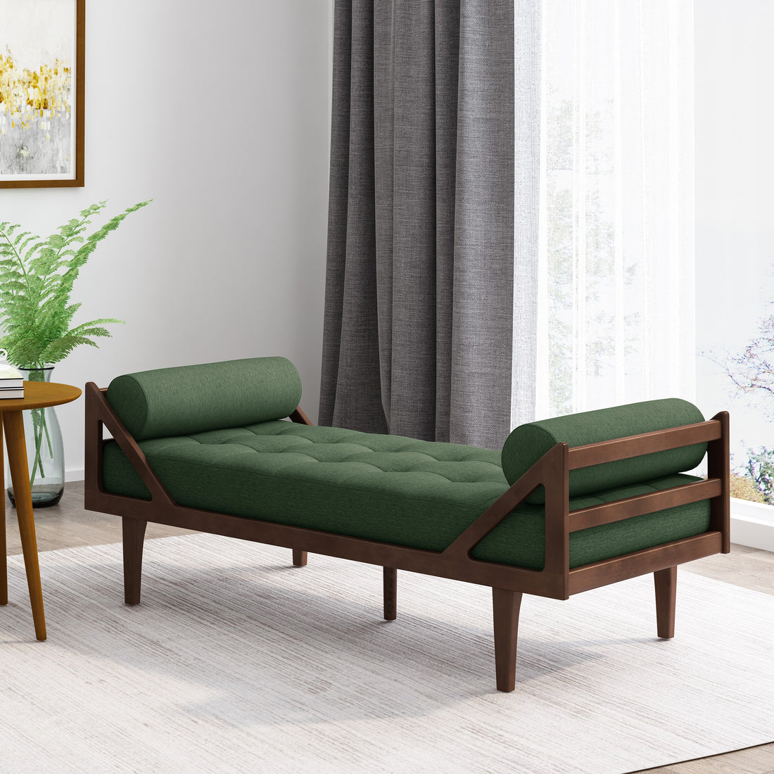 Chaise Lounge Blackish Green Fabric