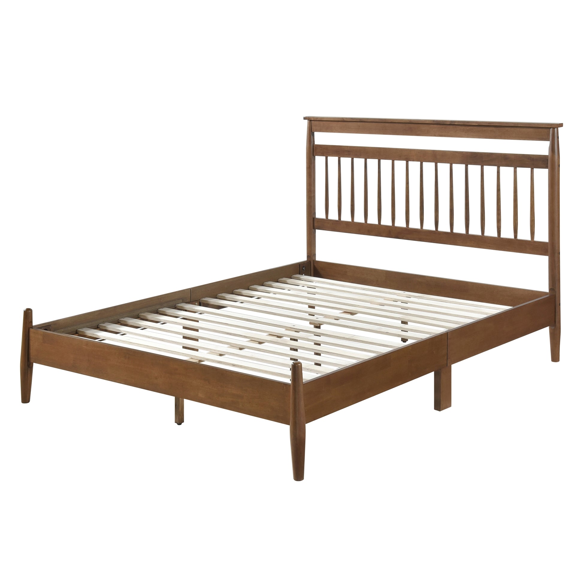 Transitional Design Full Platform Bed Chestnut Finish Wood Frame Bedroom Furniture 1Pc Bed In A Box Box Spring Not Required Full Chestnut Wood Bedroom Wood