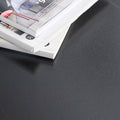 Table And Chair Set. Large Modern Rectangular Table With Black Textured Top And Black Metal Legs. Soft And Comfortable Pu Seats, Faux Leather Upholstered Seats And Sturdy Metal Legs. White Black Seats 4 Sintered Stone