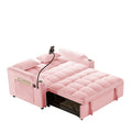 1 Versatile Foldable Sofa Bed In 3 Lengths, Modern Sofa Sofa Sofa Velvet Pull Out Bed, Adjustable Back And With Usb Port And Ashtray And Swivel Phone Stand Pink Pink Solid Wood Mdf Resin 2 Seat