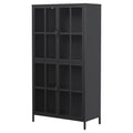 Premium Black Metal Storage Cabinet With Tempered Glass Doors, Adjustable Shelves, Anti Tipping Device, Magnetic Silent Closure, And Adjustable Feet For Home And Office Use Accent Chests 3 4 Spaces Antique Black Primary Living Space Glass Doors Modern