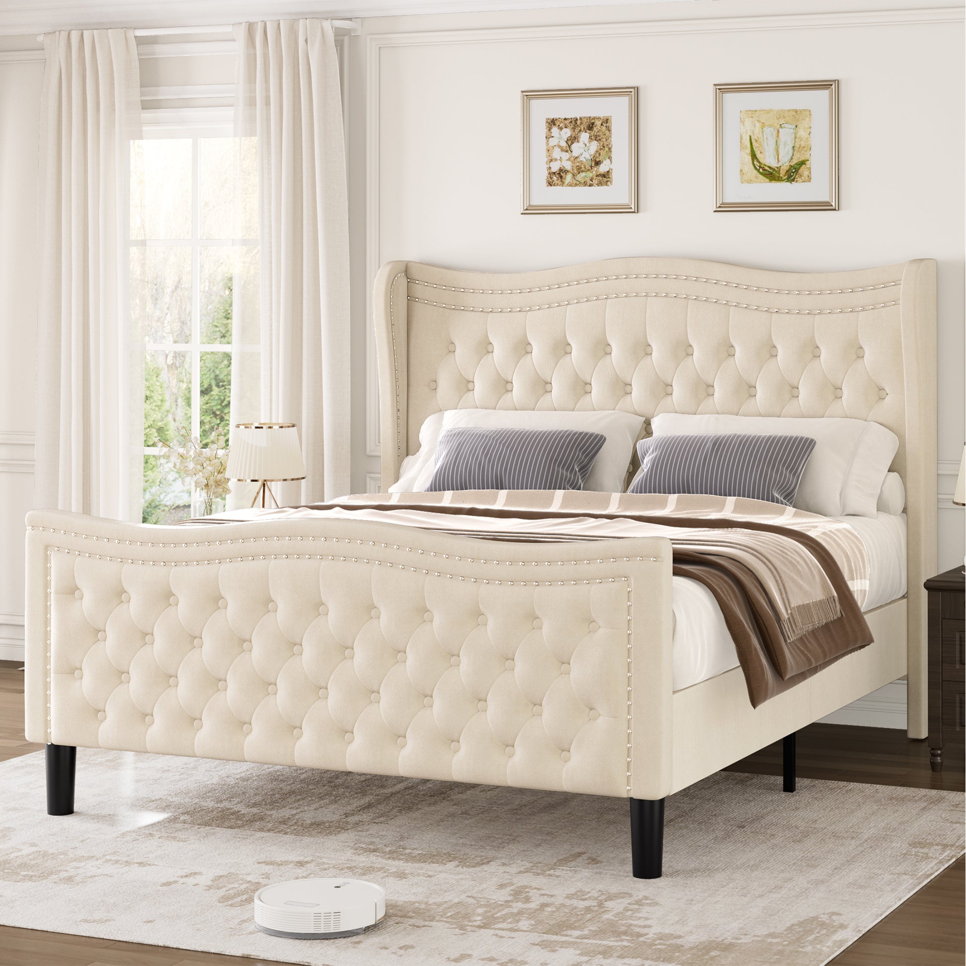 Lift Up Velvet Beige Full Size Bed Box Spring Not Required Full Beige Wood Light Brown Bedroom American Design Poplar Slat Beds Foam Velvet Upholstered