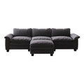 Living Room Furniture Luxury Sectional Sofa Couch With Ottoman Soft Velvet Upholstered Sofa Grey Grey Foam Velvet 3 Seat