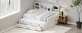 Twin Size Captain Daybed With Storage Bookcase Headboard,Captain Bed With Trundle And Three Storage Drawers For Kids Teens Dorm Bedroom Multipurpose Guest Room Or Home, White Box Spring Not Required