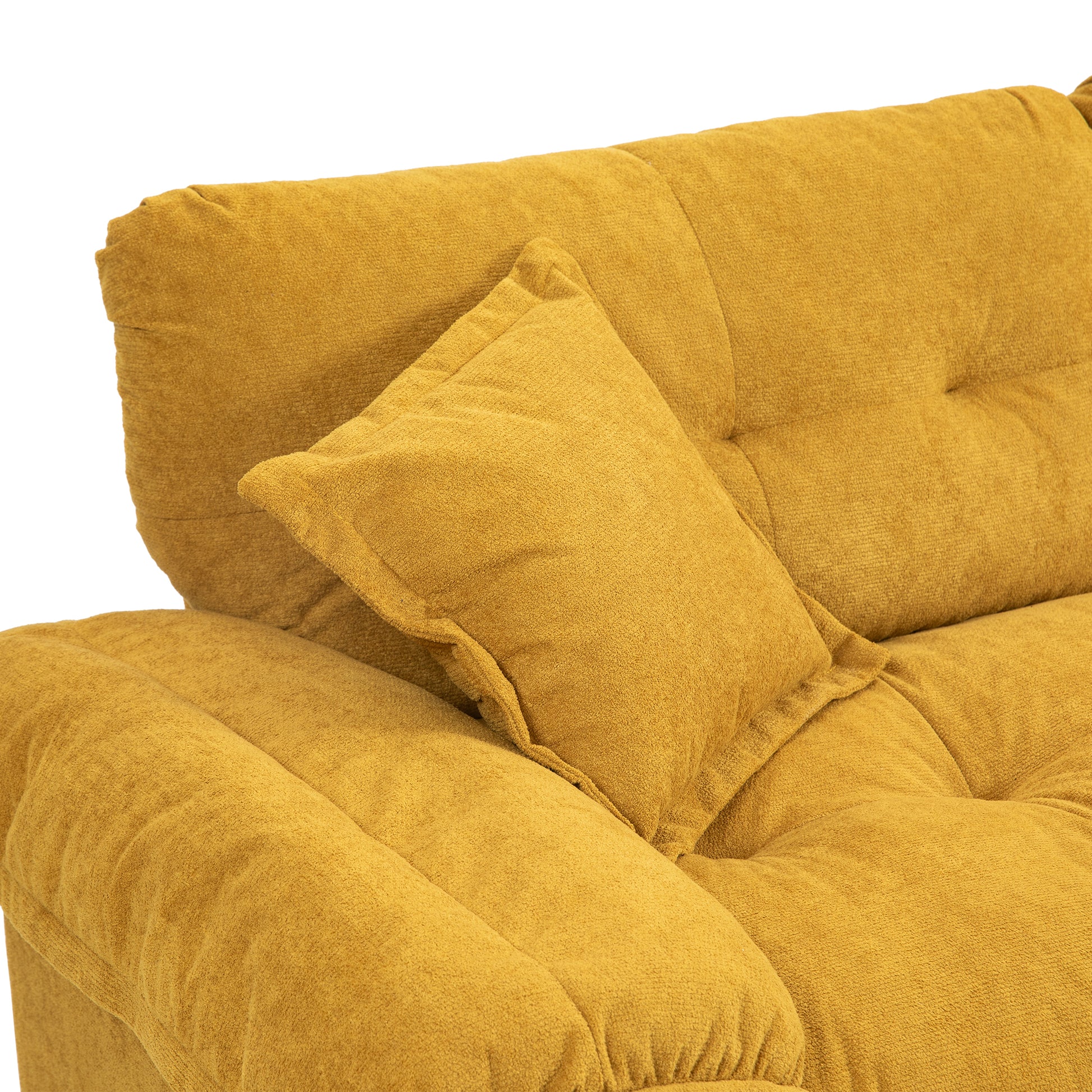 84" Chenille Recliner Sofa Small Sofa Loveseat Deep Seat Sofa Couch With 2 Throw Pillows & Memory Foam For Living Room Apartment Office Lounge Yellow Yellow Memory Foam Chenille,Upholstered 2 Seat