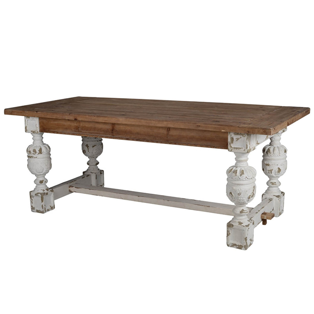 79X35X30" Alcott Dining Table Brown Antique White Farmhouse,French Country,Rustic,Transitional Solid Wood Mdf