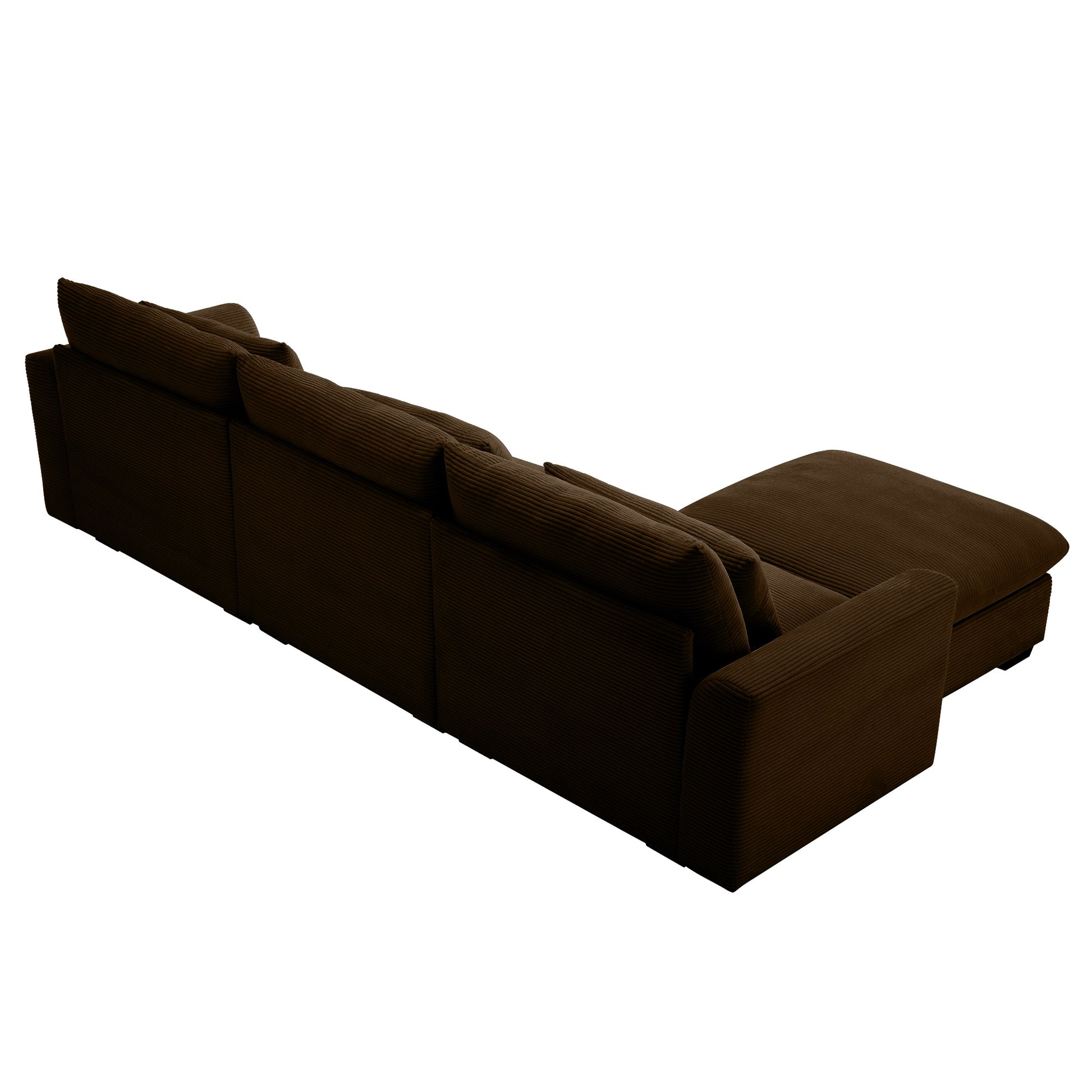 Corduroy Sectional Sofa, L Shaped Couch With Storage Footstool And 3 Pillow, Sectional Couch For Living Room Apartment, Brown Brown Corduroy 3 Seat