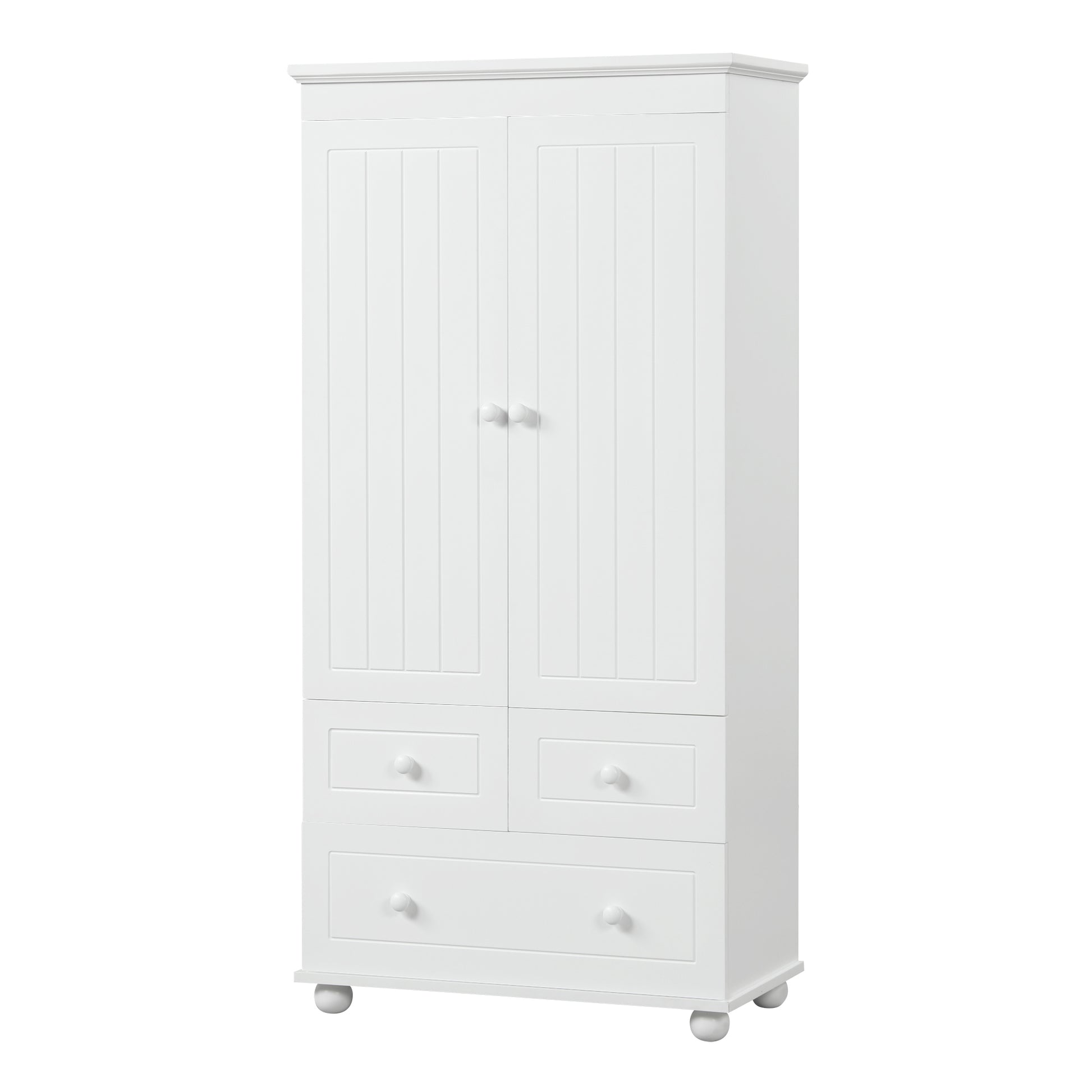 Tall Storage Cabinet With Three Drawers For Bathroom Office, White White Mdf