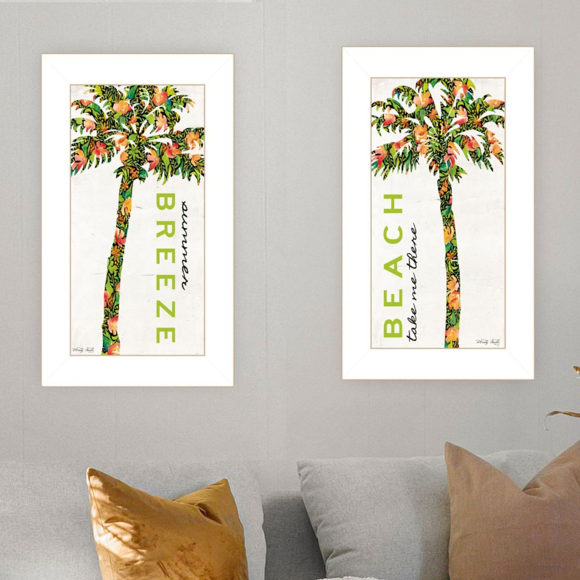 "Beach & Summer Breeze Take Me There" Framed Wall Art For Living Room, Wall Art Print For Home Decor, Bedroom Wall Art By Cindy Jacobs Multicolor Wood Paper