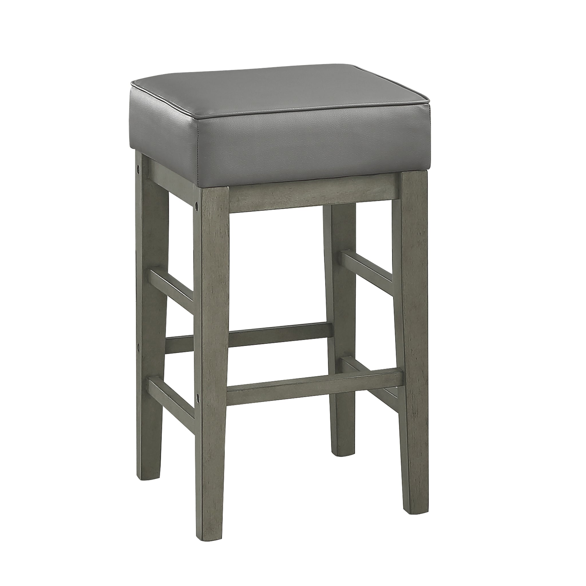 Transitional Gray Faux Leather Seat 24 Inch Counter Height Stools Set Of 2, Antique Gray Finish Solid Wood Frame Antique Gray,Gray Gray Dining Room Transitional Solid Wood