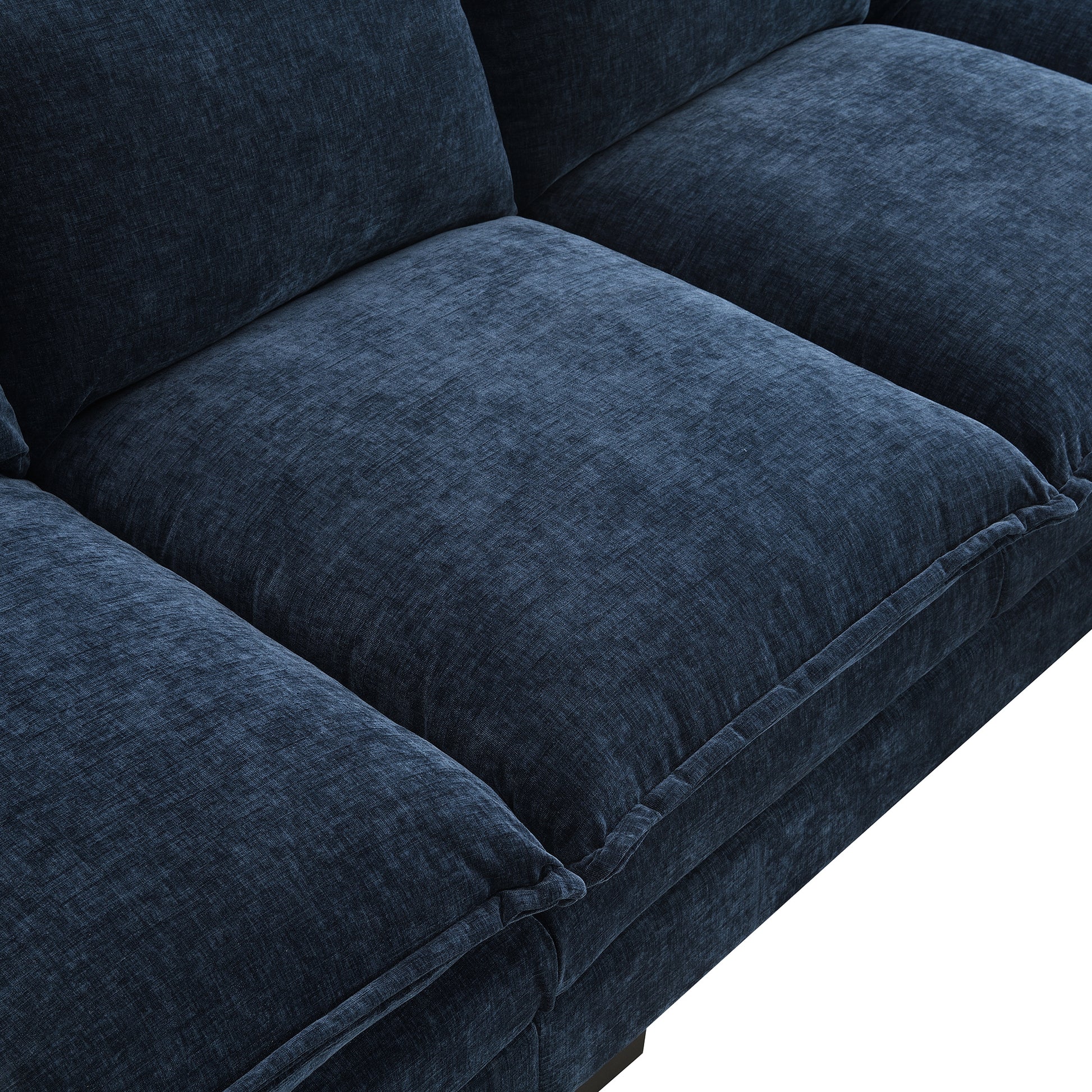 118*55" Modern L Shaped Chenille Cloud Sofa With Double Seat Cushions,5 Seat Upholstered Indoor Furniture,Sleeper Sofa Couch With Chaise Lounge For Living Room,Apartment,3 Colors Dark Navy Chenille 4 Seat