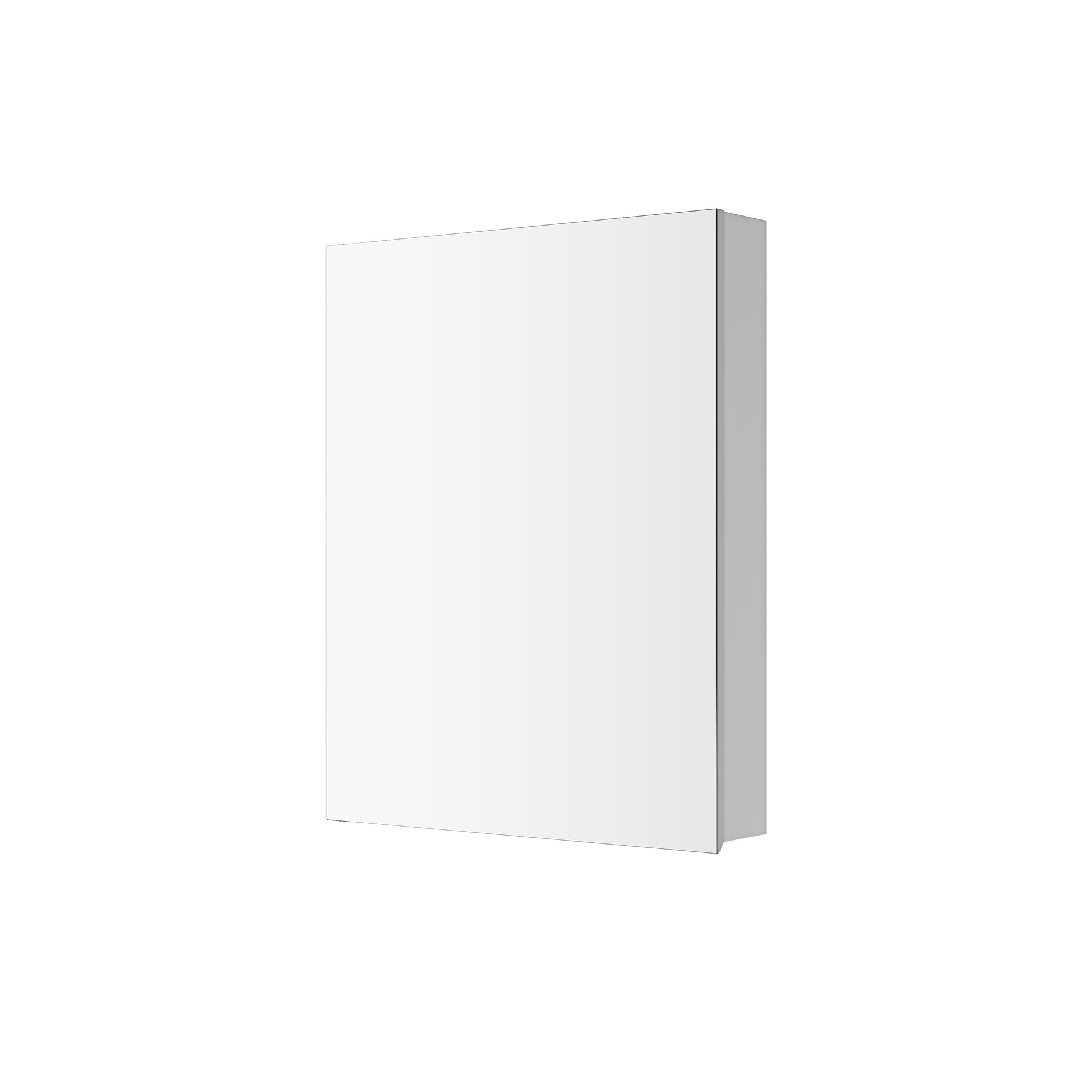 24'' W X 30'' H Surface Frameless Mirror Medicine Cabinet, Beveled Mirror Edges Bathroom Medicine Cabinet, Right Opening Door White Engineered Wood