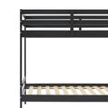 Modern Simple Solid Wood Twin Over Twin Bunk Bed, Black Black Pine Pine