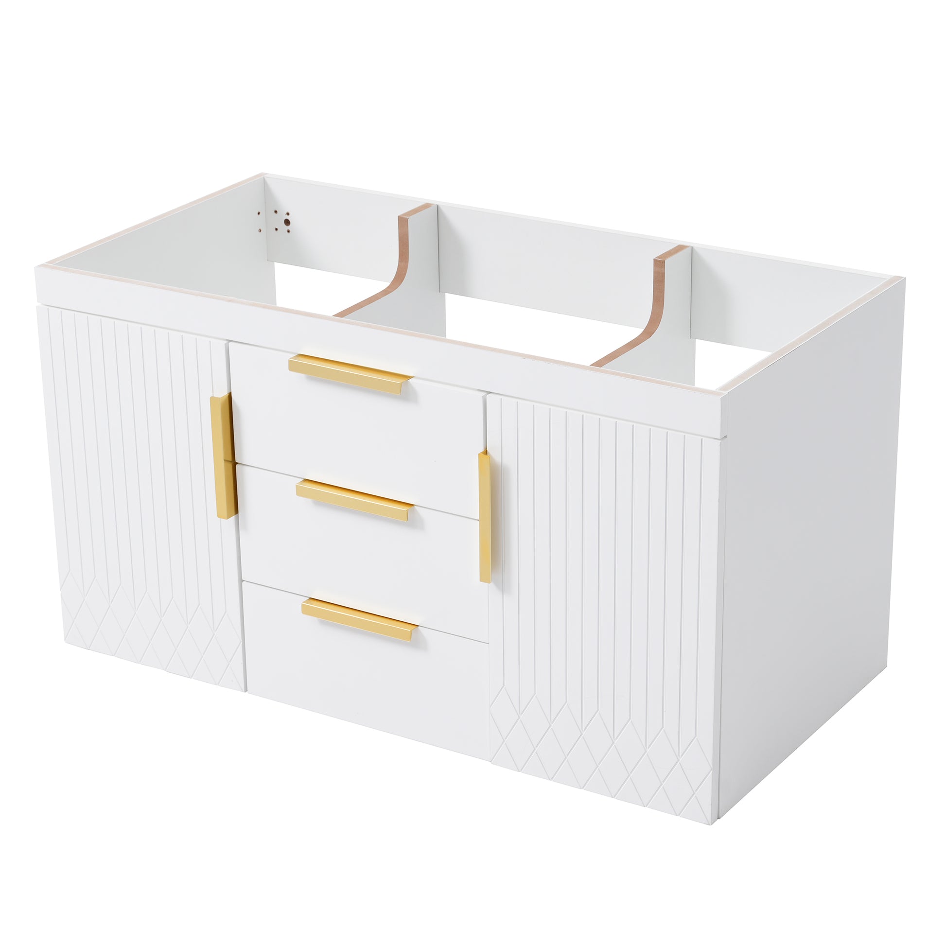 36'' Wall Mounted Bathroom Vanity Without Sink, Floating Bathroom Storage Cabinet With 2 Drawers, Solid Wood Bathroom Cabinet Not Include Basin Sink White Bathroom Modern Mdf