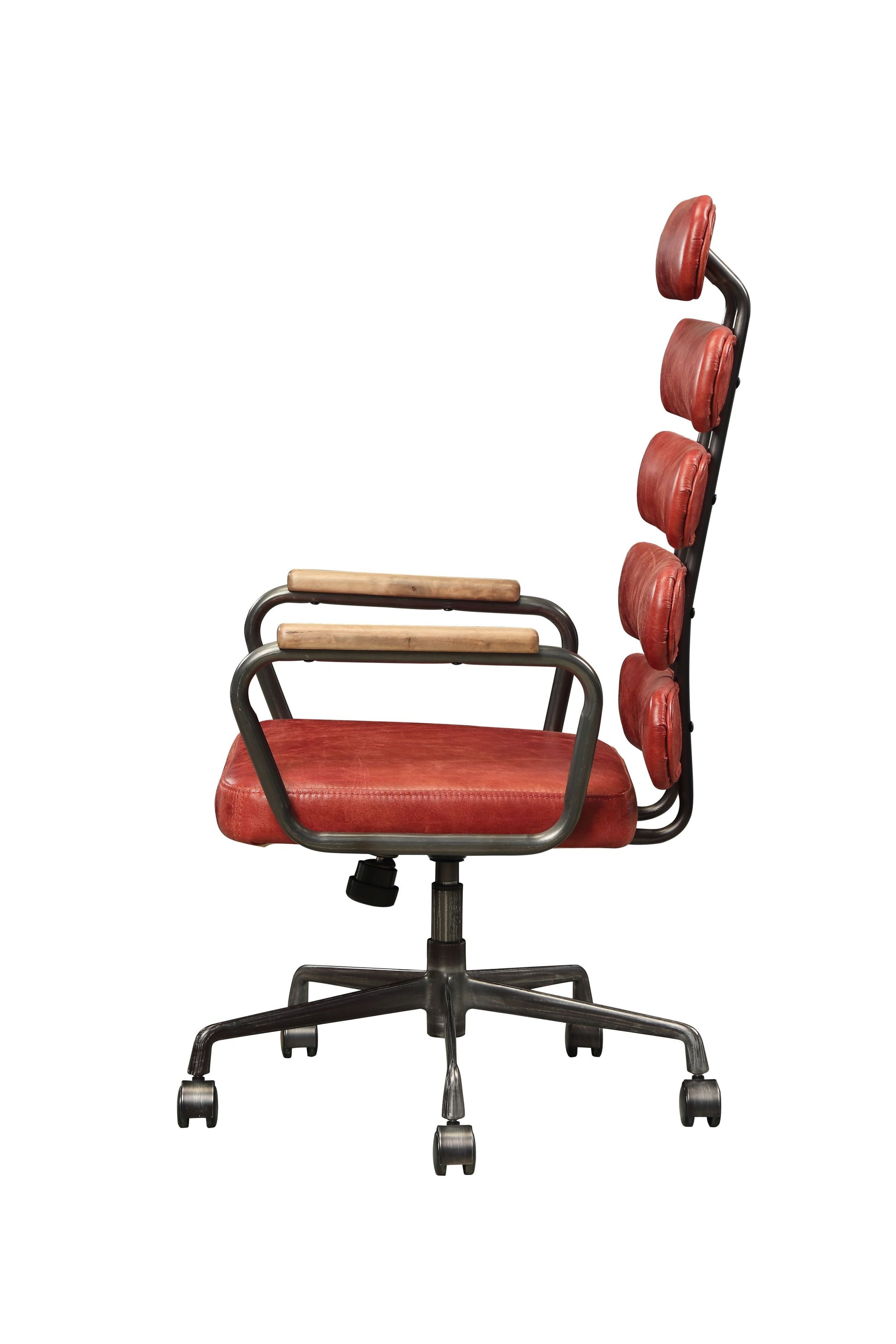 Antique Red Swivel Office Chair With Pneumatic Lift Wood Solid Red Office Office Chairs Solid Back Swivel Genuine Leather