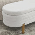 Ottoman Oval Storage Bench,Rubber Wood Leg,Beige 46.