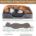 28'' Orthopedic Dog Bed For Medium Dog, Memory Foam Dog Bed, Egg Crate Foam Dog Couch Bed With Washable Removable Cover, Grey Grey Faux Fur