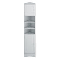Multi Functional Corner Cabinet Tall Bathroom Storage Cabinet With Two Doors And Adjustable Shelves, Open Shelf, Grey Grey Mdf
