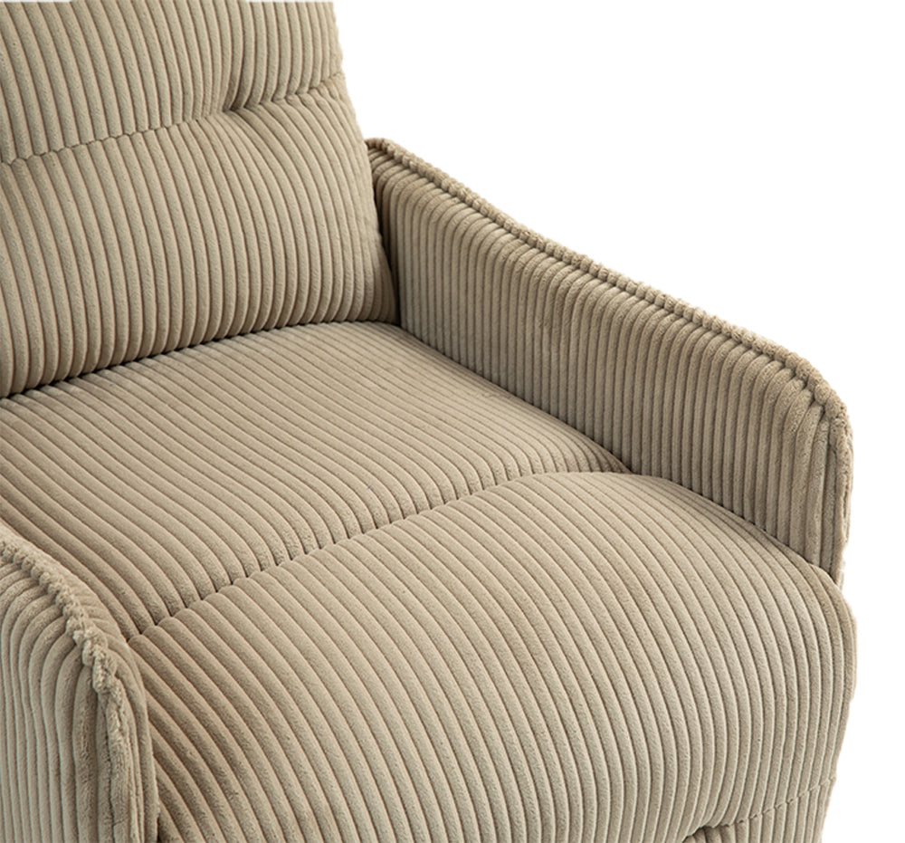 Coolmore Recliner Chair, Electric Recliner Chairs For Adults, Side Pocket Power Reclining Chair Pocket Springs Seat Cushion, Corduroy Fabric Recliner Sofa For Living Room, Bedroom, Home Theater Camel Camel Foam Corduroy