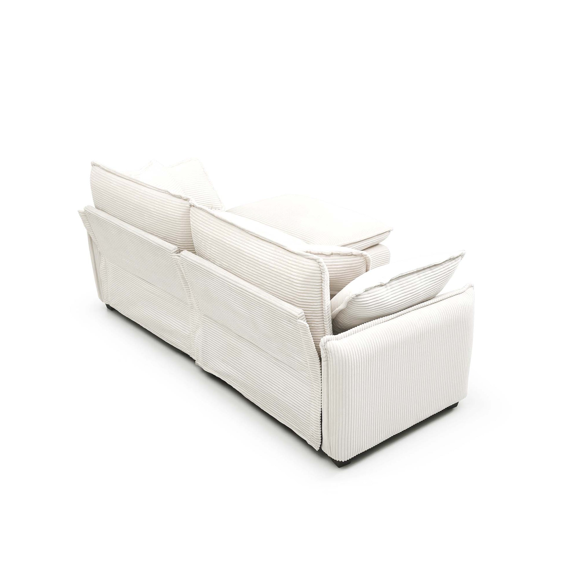 Warm And Cozy Living Room Sofa With 4 Pillows Upholstered Large Deep Seat 2 Seater Sofa For Living Room, Beige Corduroy Beige Corduroy 2 Seat