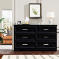 Modern 3 Drawer Bedroom Chest Of Drawers With 6 Drawers Dresser, Clothes Organizer Metal Pulls For Living Room, Bedroom, Hallway, Black,47.6 L X 15.7 W X 28.9 H Black Particle Board Mdf