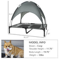 Pawhut Elevated Portable Dog Cot Pet Bed With Uv Protection Canopy Shade, 36 Inch, Gray Gray Metal