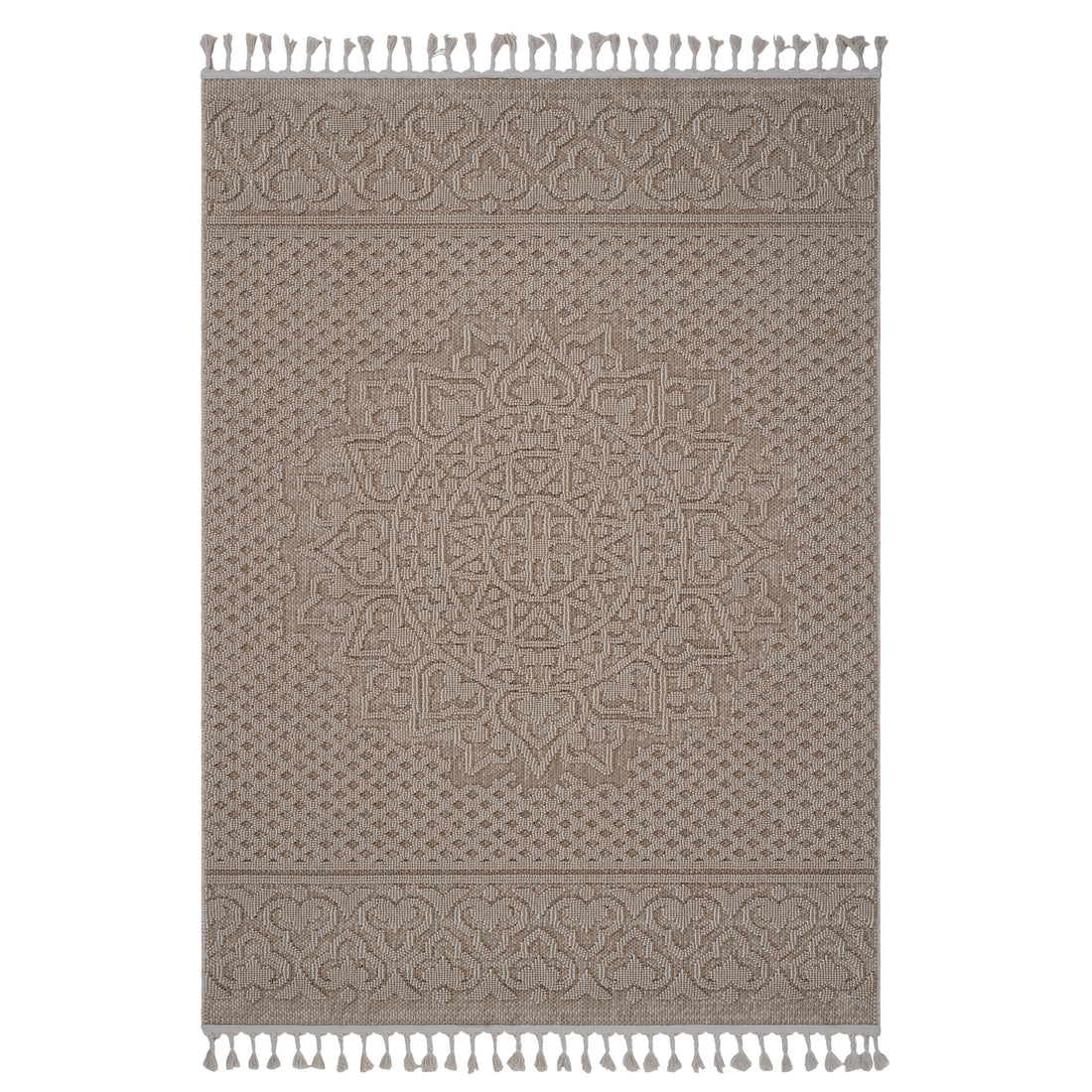 Naar Guros Collection 6X9 Beige Medallion Indoor Outdoor Area Rug Beige Polypropylene