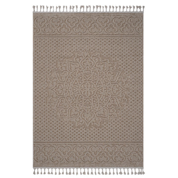 Naar Guros Collection 6X9 Beige Medallion Indoor Outdoor Area Rug Beige Polypropylene