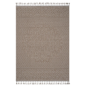 Naar Guros Collection 4X6 Beige Medallion Indoor Outdoor Area Rug Beige Polypropylene