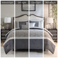 5 Piece Textured Jacquard Stripe Comforter Set With Throw Pillows Full Queen Multicolor Polyester