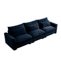 3 Seater Deep Seat Couches For Living Room, Wide And Deep Seat Comfy Living Roo Sofas With 3 Waist Pillows, Blue Corduroy Blue Corduroy 3 Seat