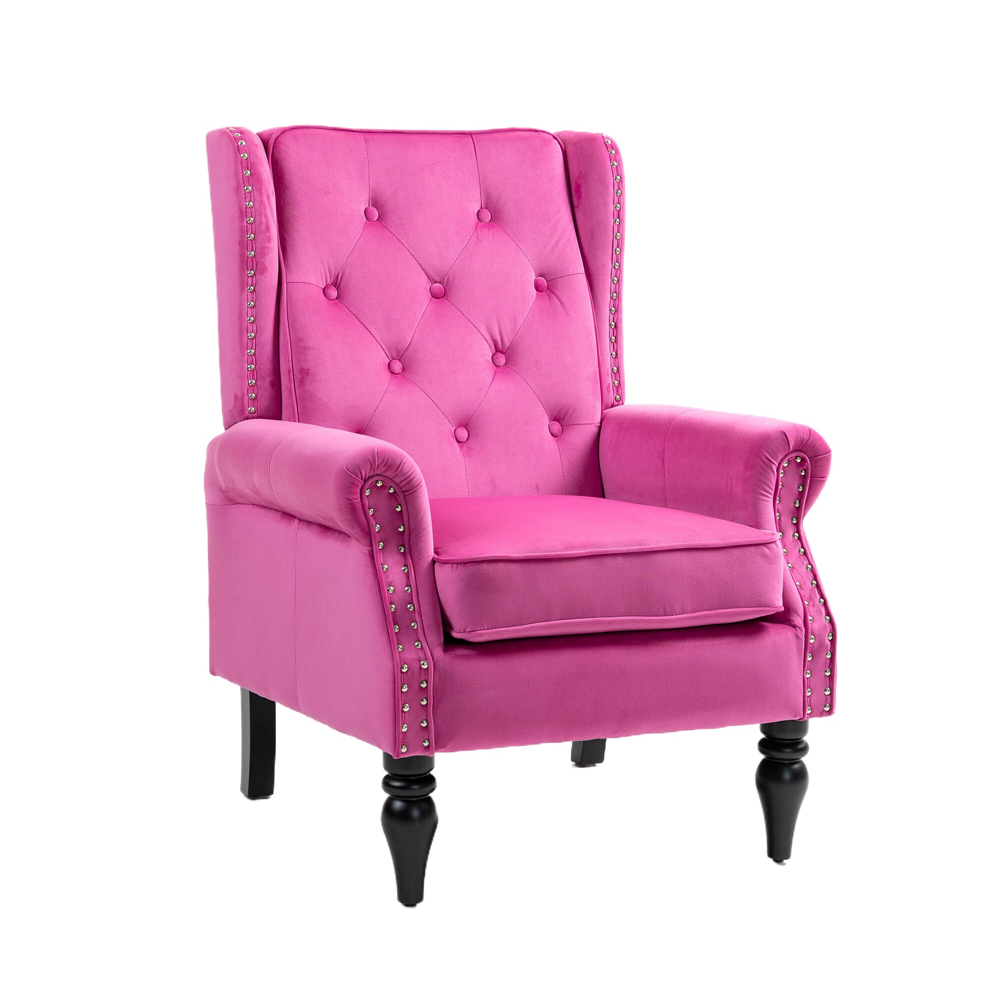 Coolmore Wood Frame Armchair, Modern Accent Chair Lounge Chair With Sturdy Wood Legs For Living Room Bedroom Red Red Foam Velvet