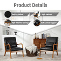 Coolmore Modern Accent Chair, Solid Wood Padding Lounge Armchairs With One Pillow For Living Room, Bedroom, Guest Room Black Pu Black Pu Brown Primary Living Space Modern Rubberwood Foam Pu Leather