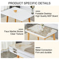 White Stone Burning Tabletop With Rubber Wooden Legs, Foldable Computer Desk, Foldable Office Desk,4 Modern Chairs Can Rotate 360 Degrees,The Seat Cushion Is Made Of Pu Material. Zd 1545Sc 003 White Sintered Stone