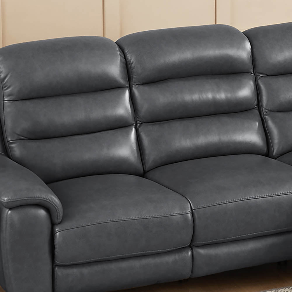 Dream Power Headrest Zero Gravity Reclining Sofa Steel Gray Memory Foam Genuine Leather 3 Seat