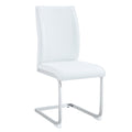 Luxury Simple Arch Chair Set Of 4 White Pu Material High Resilience Dining Chair With Arched Metal Silver Leg. White Silver Metal,Pu