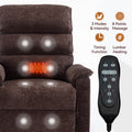 Brown Chenille Dual Motor Infinite Position Up To 350 Lbs Power Lift Recliner Chair With Power Remote, Heat Massage And Heavy Duty Motion Mechanism White Metal Primary Living Space Heavy Duty Push