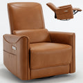 Yellow Brown Leatheraire Swivel And Rocker Power Recliner Chair, Heavy Duty Motion Mechanism With Usb And Type C Ports Yellow Brown Faux Leather Power Push Button Metal Primary Living Space Medium Firm Tight Back Heavy Duty American Design Pine Square