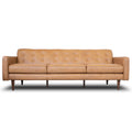 Braxton Tan Leather Sofa Rustic,Tan Brown Genuine Leather Wood Primary Living Space Mid Century Modern Foam Genuine Leather,Solid Wood 3 Seat