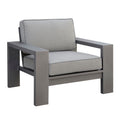 Aluminum Frame Patio Arm Chair With Padded Fabric Seating, Gray, Set Of Two Gray Aluminium