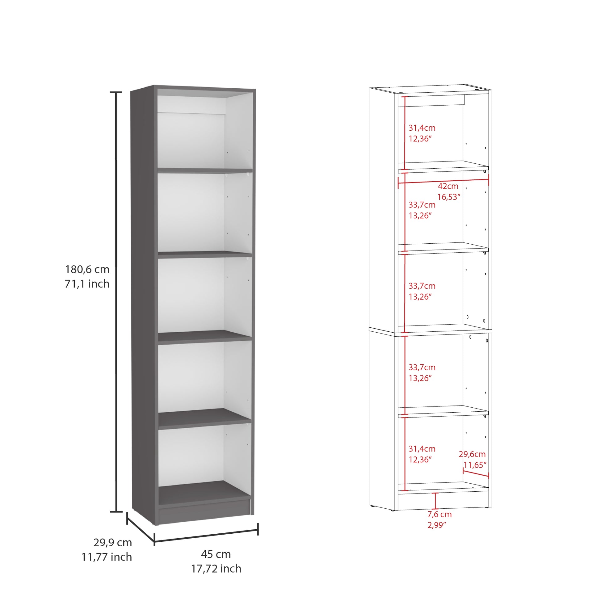 Davie 3 Piece Home Bookcase Set, 60" Wide With 14 Shelvesliving Room Set Set Matt Gray White Freestanding 5 Or More Shelves Multicolor Modern Particle Board