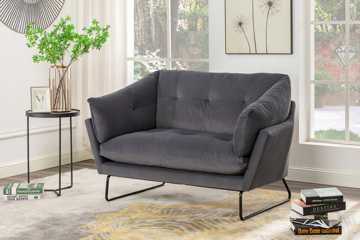 Karla 56.5" Dark Gray Velvet Contemporary Loveseat Dark Gray Velvet