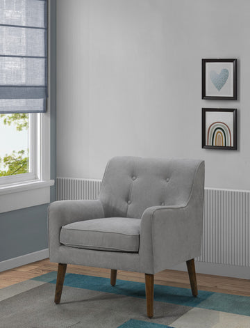 Ryder 25" Mid Century Modern Steel Gray Woven Fabric Tufted Armchair Gray Fabric