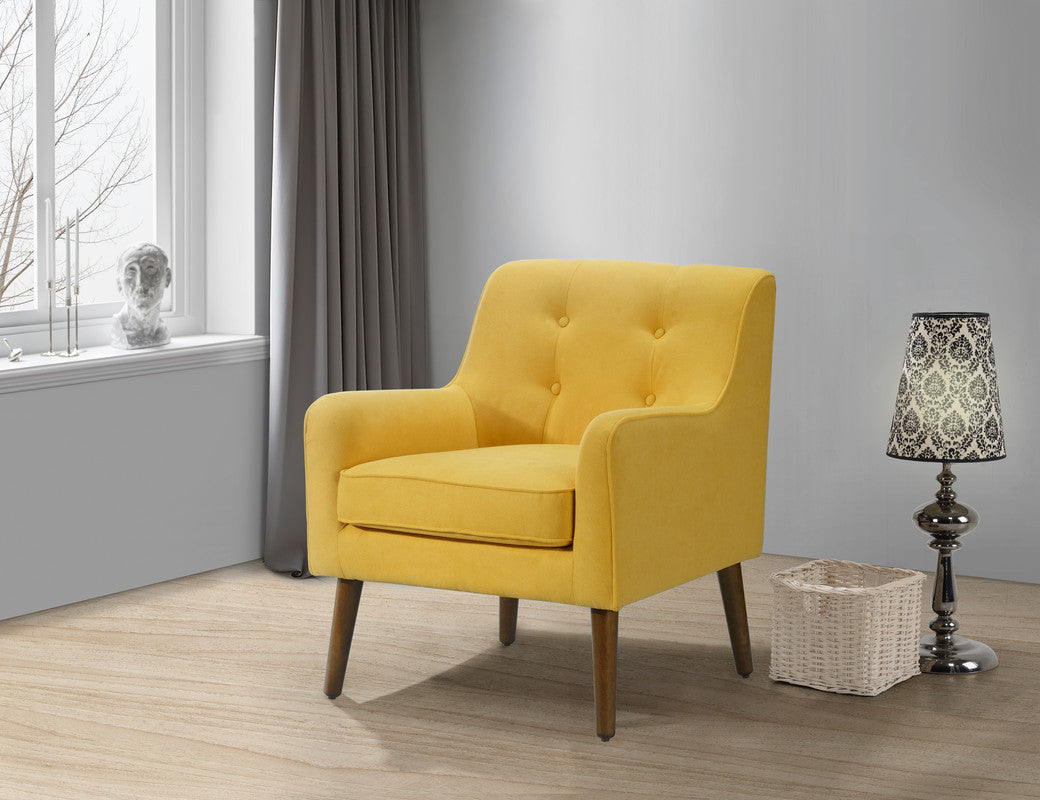 Ryder 25" Mid Century Modern Yellow Woven Fabric Tufted Armchair Yellow Fabric