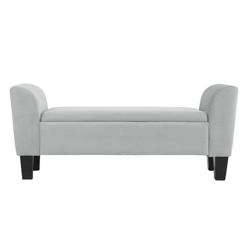 Mila 55" Gray Velvet Ottoman Bench With Storage Gray Velvet